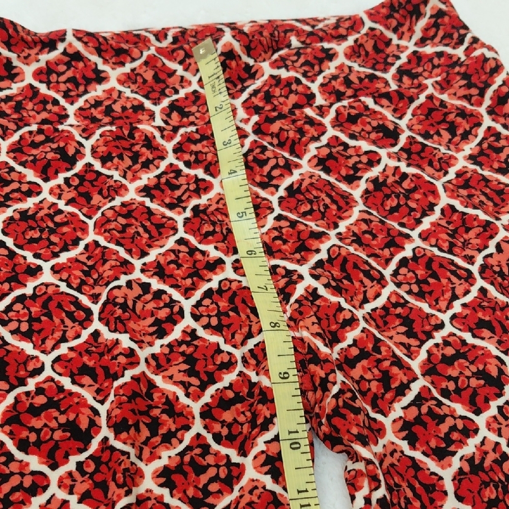 LuLaRoe Blue White Gray And. Red Geometric Leggings OS - Picture 5 of 14
